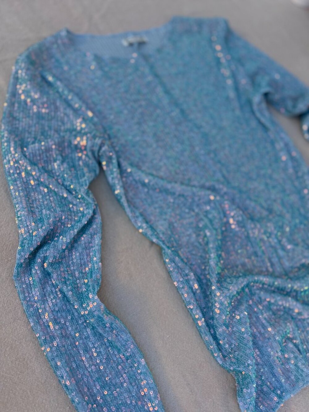 Intimately Free People Gold Rush Sequin Top Aruba Blue XS